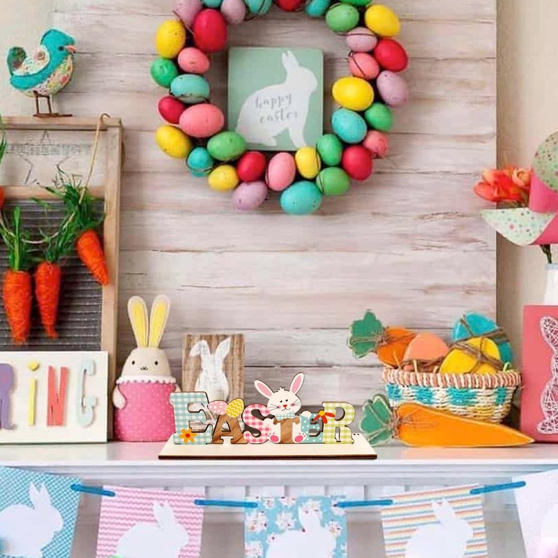 Generic Wooden Easter Bunny Tabletop Sign, Funny Indoor Home Decor