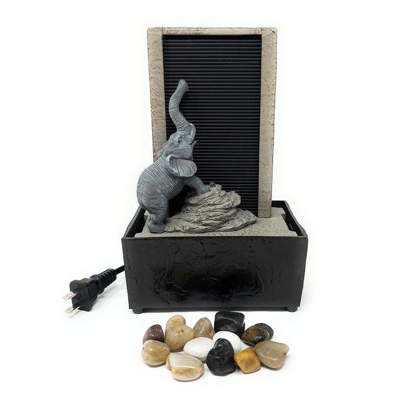 Nature's Mark 9" H Elephant Tabletop Water Fountain with Natural