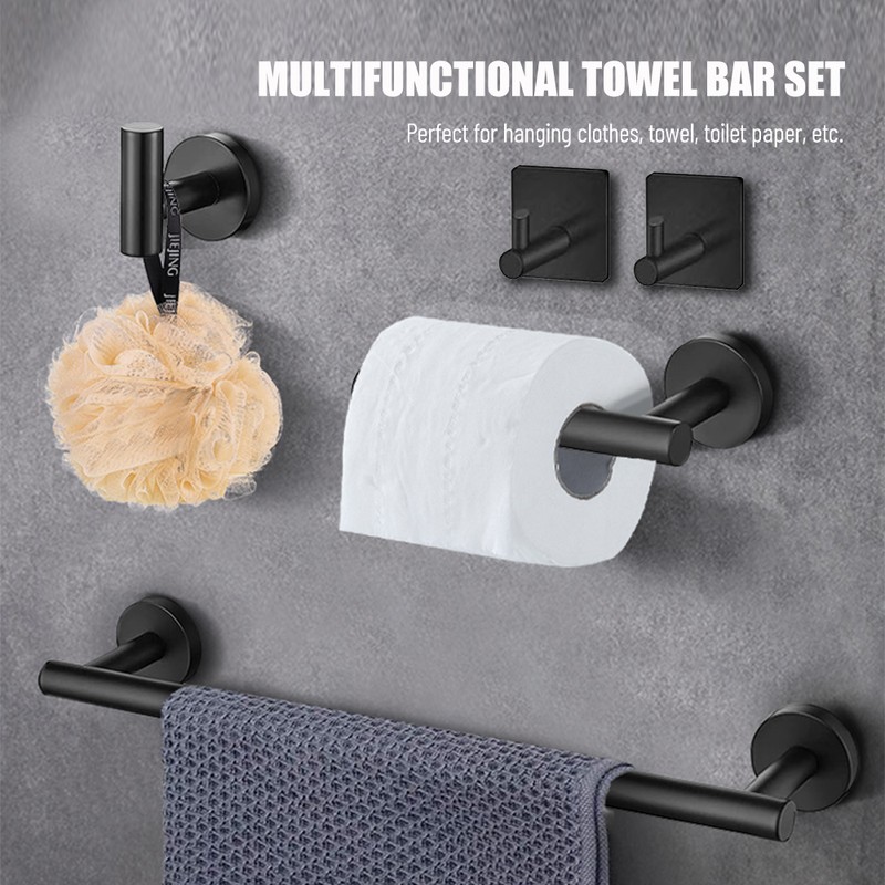 5 Pieces Bathroom Hardware Accessories Set Towel Bar Robe Hooks