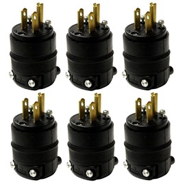 Leviton 515PR 6 Pack Rubber Back 3Wire 2 Pole Straight Blade Ground Plug