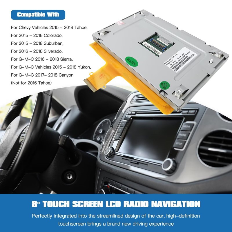 DJ080PA-01A Navigation Screen Replacement - 8" Touch Display for Chevy/G