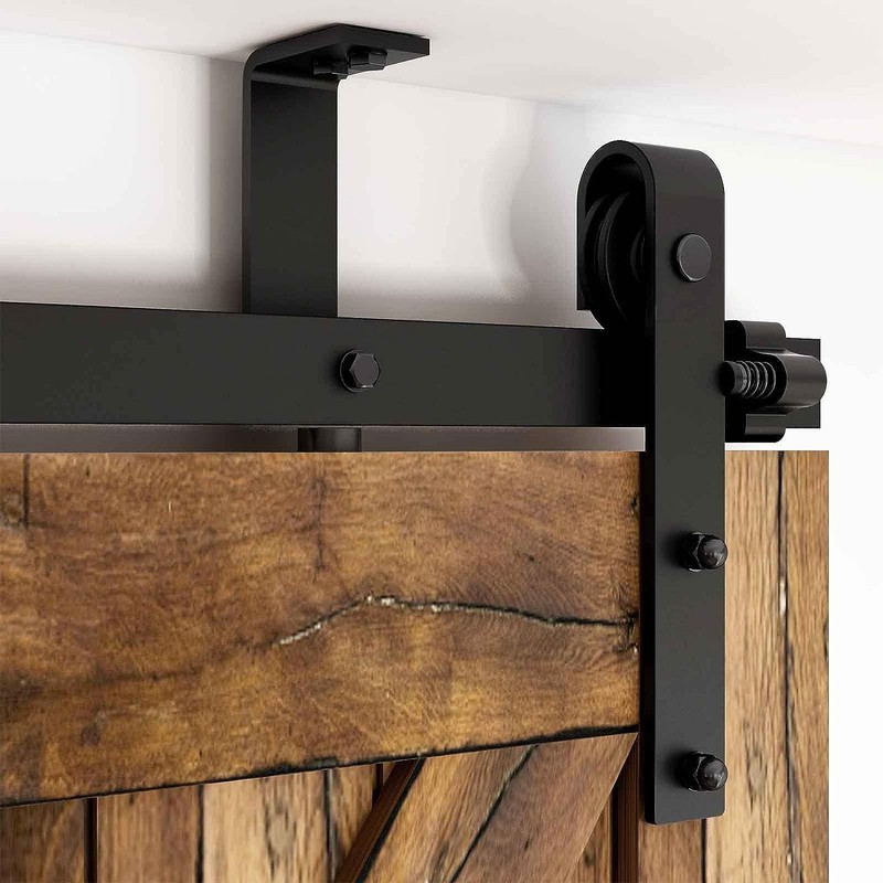 CCJH 5.5FT Ceiling Mount Sliding Barn Door Hardware Kit Low