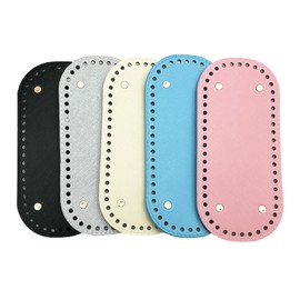 Bliceon 5 Pcs PU Leather Bag Bases for Crochet - 22 x 10cm Long Oval Purse Bottom Shaper Pads with Holes for Handbags, Totes, Shoulder Bags, and Crossbody Bags - DIY Crafts