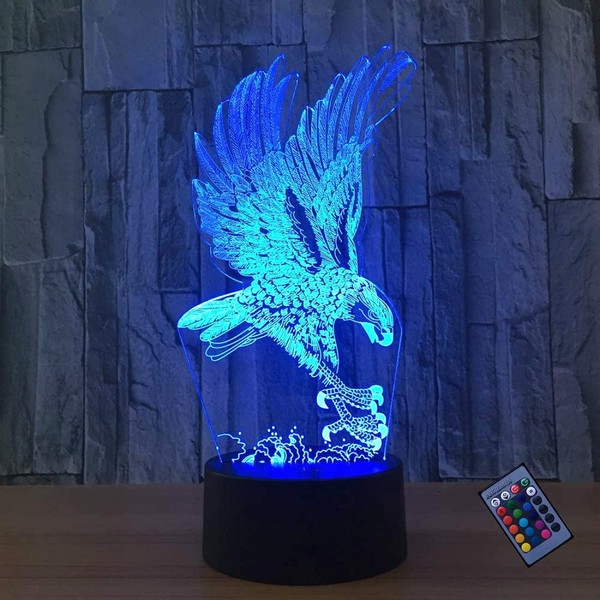 YTDZLTD Optical Illusion 3D Eagle Night Light 16 Colours Different