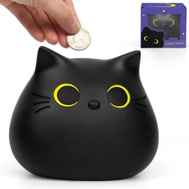 Piggy Bank Cat Black Money Box Cat Coin Money Box Kids Toy Plastic Coin Bank Birthday Gift for Boys Girls