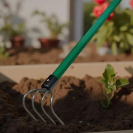 Mintcraft Landscapers Select 5 4-Tine Garden Cultivator, Ergonomic Fiberglass Handle -