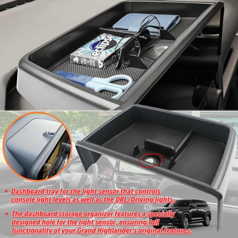 Qlhshop 3Pcs Center Console Organizer for 2025 2024 Toyota Grand