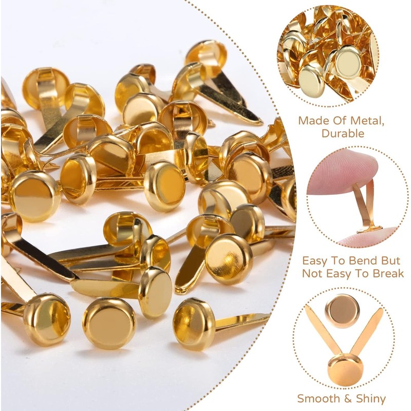 100 Pcs Metal Paper Fasteners, Round Head Split Pins Craft,