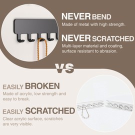 Bussdis Necklace Holder - Hanging Jewelry Organizer, Self-Adhesive, Wall Mount, 2 Pack, Black