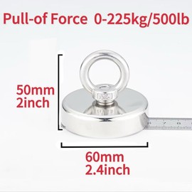 Fishing Magnet 500 lbs, BUDOME 500 lbs Neodymium Rare Earth Magnet, Strong Magnet Fishing Heavy Duty Magnetic Fishing
