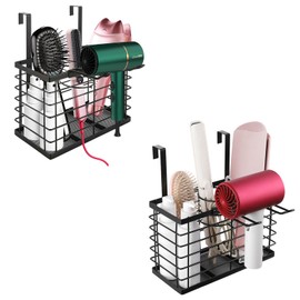 LOYORTY 2PCS 3-in-1 Hair Dryer Holder Adjustable Height, Wall Mounted/Cabinet Door Hair Tool Organizer, Blow Dryer Holder for Hair Dryer, Flat Iron, Curling Iron, Hair Straightener