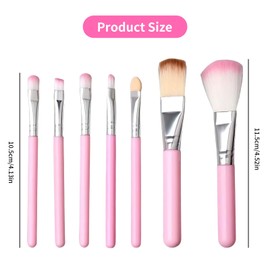 Children Makeup Brushes Set, 7PCS Makeup Brush Set for Kids Girls - Includes Foundation, Eyebrow, Eyeliner, Concealer Brushes - Pink with Case, Ideal for Christmas, Birthdays, and Party Bags