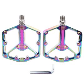 1 Pair Mountain Bike Pedals Aluminum Alloy Lightweight Wider Pedal Area Double DU Bearings Bicycle Platform Pedals