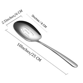 MIUPOO Premium Stainless Steel Large Slotted Serving Spoon,Serving Spoons Set for Buffet Party Banquet Cooking Kitchen,Perforated Spoon,2 Pieces 25cm