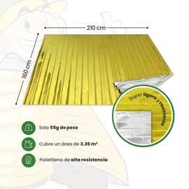 Fora Thermal Emergency Blankets - Survival Kit with 10 Pieces, 160 x 210 cm, Double-Sided Gold/Silver, Ultralight and Compact