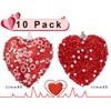 Red Valentine's Day Heart Ornaments 10Pcs Glitter Sequin Heart Shaped