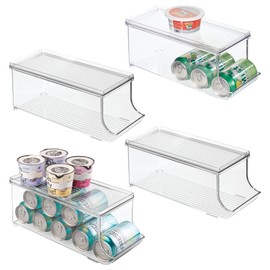 iDesign Soda Can Organizer with Lid for Pantry or Refrigerator - Set of 4 - Clear