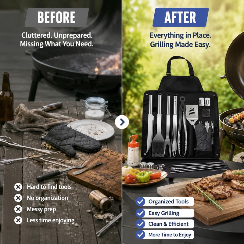 BBQ Grill Accessories Set for Outdoor Cooking – Stainless Steel