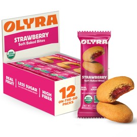 Olyra Strawberry - Organic Soft Baked Breakfast Bars - High Fiber - Healthy Breakfast Snacks with Real Fruit Filling - Healthy Snacks for Adults - Office Snack - School Kids Snack - Pack of 12