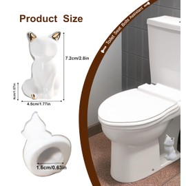 2Pcs Toilet Bolt Covers, White Ceramic Fox-Cat Shaped, Fun Bathroom Decor to Prevent Rusting, Smooth Finish, General Decorative Touch, Animal-Themed Bathroom Accessories