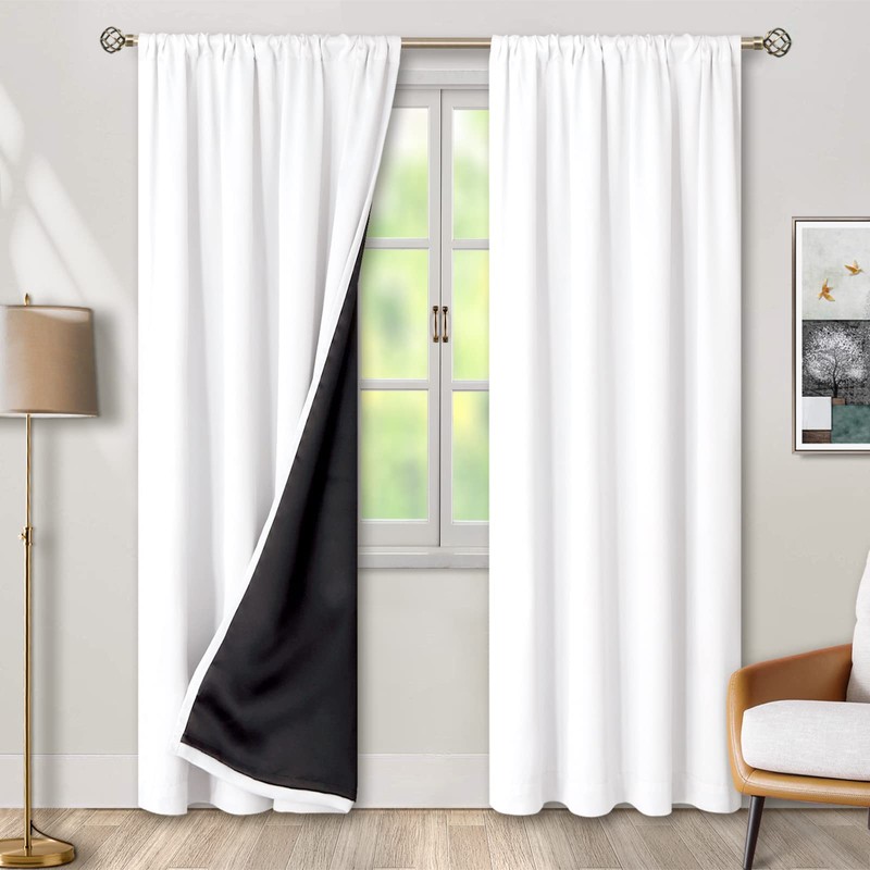 BGment Pure White 100% Blackout Curtains 84 Inches Long with