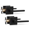 RAZCC Privacy Door Levers, 2 Pack Black Door Handles Heavy