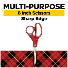 Scotch Multi-Purpose Stainless Steel Scissors, 8 Inches, Red & Gray, Great for Home, School and Office