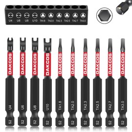 DAKCOS 10-Piece Special Screwdriver Bit Set, 70 mm Long Triangle and U Screwdriver Bit Set, 1/4 Inch Hex Shank Triangle Bit Set for Impact Wrenches Made of S2