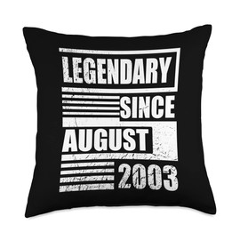 19th Birthday Legendary since August 2003 Birthday Saying Throw Pillow