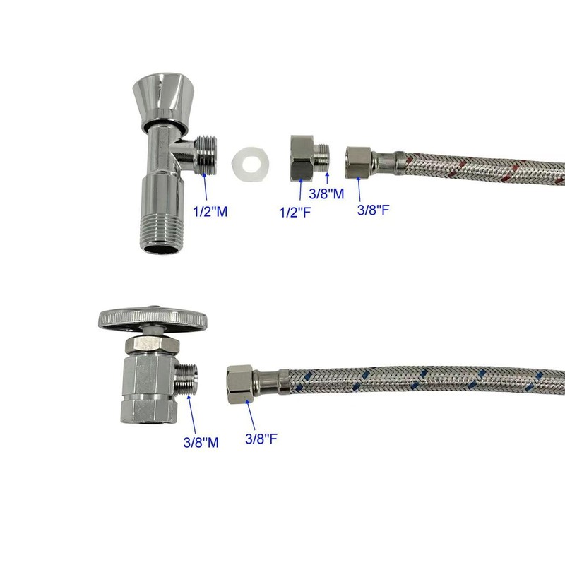 Klabb Sink Faucet Water Line Kit, 32" Flexible Braided Connector