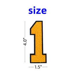 1 PCS 4.0" Yellow Chenille Number Patches, Iron on Patches for Hats Clothes Bags Backpacks Jeans, Pair with Initial Patches Large Varsity Letter,DIY Accessories (Yellow 1)