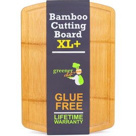 Greener Chef Safest No Glue XL+ Extra Large Bamboo Cutting Board 20 Inch – Lifetime Replacements, Family-Friendly Organic Wood Cutting Boards for Kitchen - Wood Cutting Board and Chopping Board