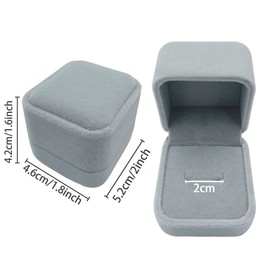 ximai 2 Pack Velvet Ring Box Classic Single Ring Gift Case for Bridal or Lovers ，Earring Jewellery Storage Case Suitable for Proposal Engagement Wedding Birthday (Grey)