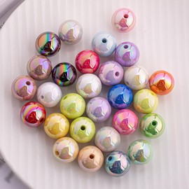 JIHUOO 100pcs Round Acrylic Beads 16mm AB Color Chunky Craft Beads Cute Loose Beads Friendship Bracelet Beads Jewelry Making
