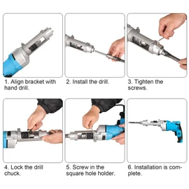 Square Hole Drill Bit Adaptor, Easy Installation and Disassembly, Mortising Attachment for Drill Press, Mortise Machine, Power Tool Accessory for Drill Machines