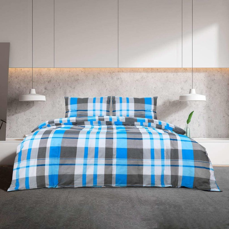 vidaXL Cotton Duvet Cover Set 220x240 cm, Elegant Blue and