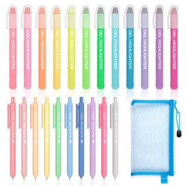 Bible Highlighters and Pens, 22 Pack Journaling Kit, 12 Colors Gel Highlighters and 10 Colors Ballpoint Pens with a storage bag, Bible Markers No Bleed Through by Shuttle Art