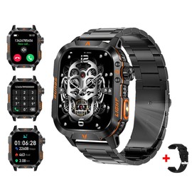 Men's Military Smart Watch Altimeter Barometer Compass IP68 Waterproof Suitable for Swimming Answer/Make Call Function Outdoor Tactical Smart Fitness Watch Heart Rate Smart Watch for Android & iOS