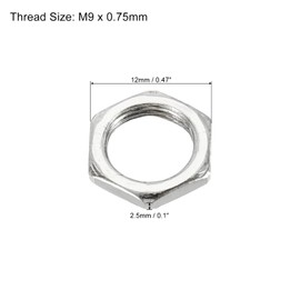 PATIKIL 30pcs M9 x 0.75 Steel Hex Nuts Metric Thread Zinc Plated Hardware Nut Screw Bolt Fastener 2.5mm Height