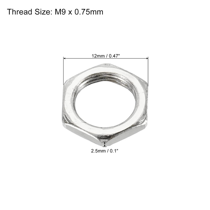 PATIKIL 30pcs M9 x 0.75 Steel Hex Nuts Metric Thread