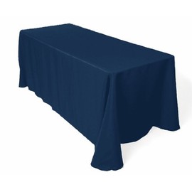 BROWARD LINENS Tablecloth Polyester Rectangular Seamless (One Piece) 90x108 Inch (Navy Blue)