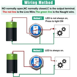 mxuteuk 16MM Raised Speaker Horn Momentary Push Button Switch 5/8" Mounting Hole 12V Blue Led Light Black Stainless Steel Shell 1NO1NC SPDT with Pre-wiring Wires Switch For Car Modification BKG16LB-BU