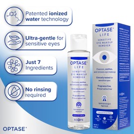 Optase Life Sensitive Eye Makeup Remover - Gentle Ionized Cleanser, a Step Up from Micellar Water - Preservative Free - Ophthalmologist Approved - 100ml