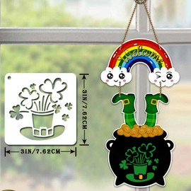 72 PCS 3x3 Inch St. Patrick's Day Stencils for Painting - Shamrock Hats Reusable St. Patrick's Day Painting Templates on Wood, Glass, Fabric, Window Door Decor DIY Decoration