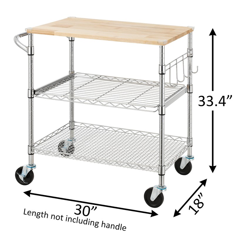 Finnhomy 3-Tier Rolling Kitchen Cart with 18" D x 30"