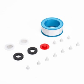 Shower Head Replace Parts - Teflon Tape+Red Flow Restrictor +2 Mesh Screen Black Rubber Filter Gaskets +10 Silicone Nozzles +2 Black Rubber Washers For Showerhead Replacement
