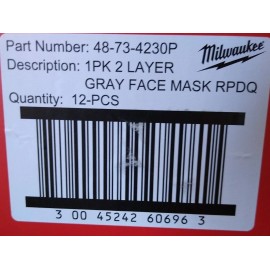 Milwaukee ( Lot of 12 )Milwaukee Masks Face Mask Gray 2 Layer Lightweight Breathable