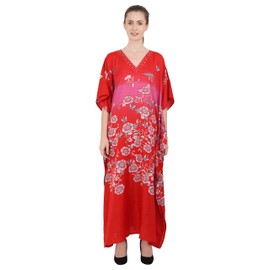 Miss Lavish London Kaftan Tunic One Size Cover Up Maxi Dresses Lougewear Embellished Kimono - One Size, 134-Red
