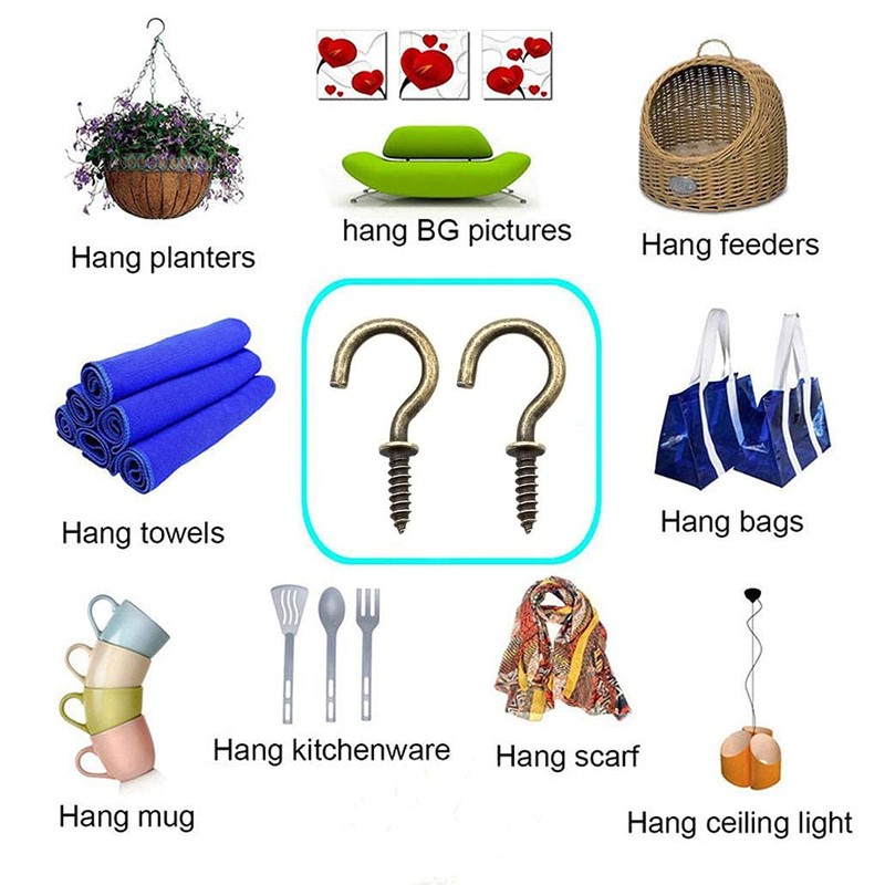 IDEALSV Small Bronze Ceiling Hooks - 5/8'' Screw-in Lights &