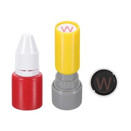 PATIKIL 10mm Letter Stamp, W Alphabet Stamp Mini Automatic Ink Stamp Plastic Ink Stamp Set, Teacher, Classroom, Scrapbooking, Red Ink, Yellow Shell